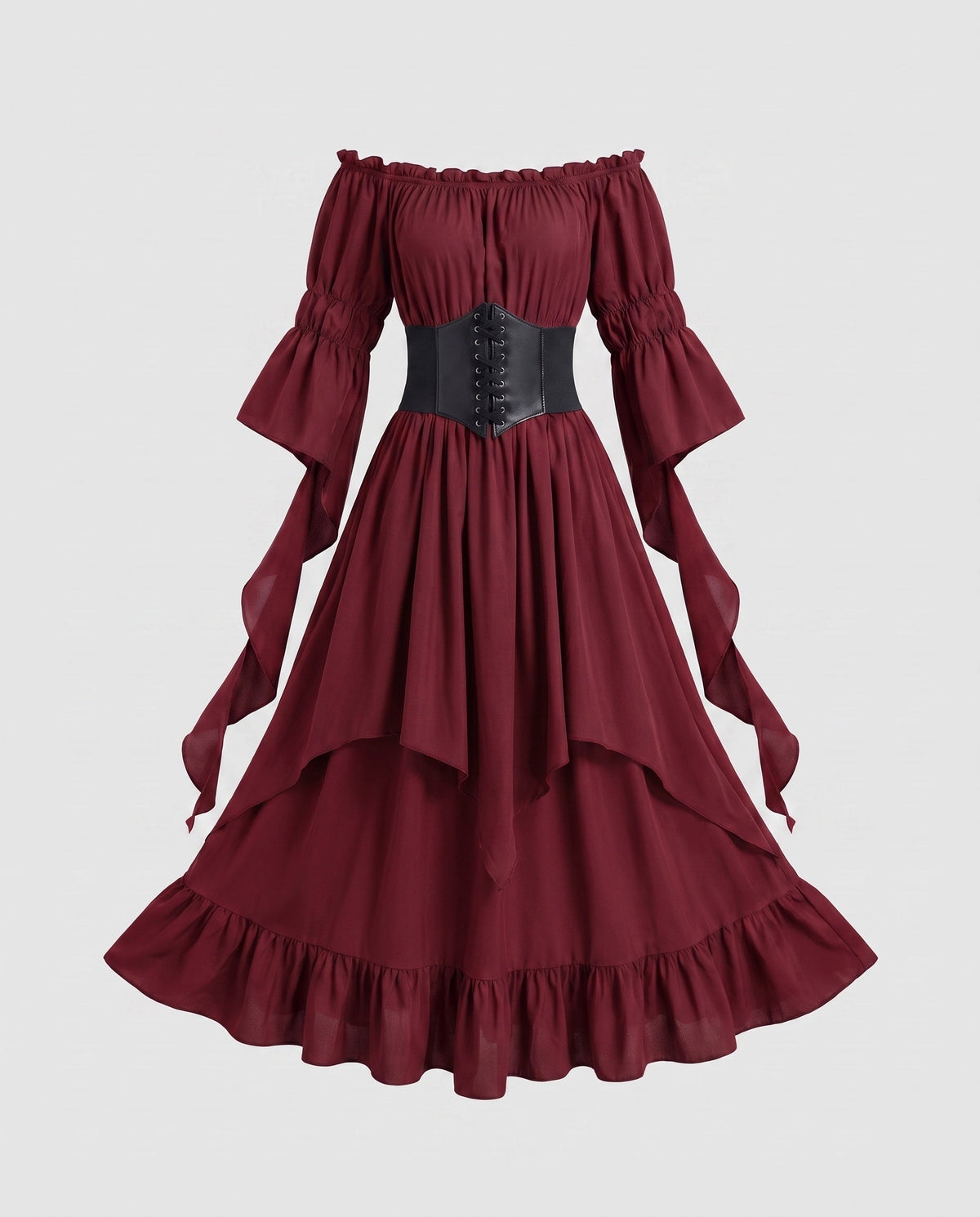 Women Elegant and Swinging Maxi Dress with Waist Corset EVA-US