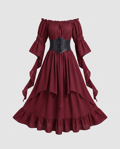 Women Elegant and Swinging Maxi Dress with Waist Corset EVA-US