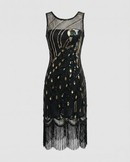 Ladies Fringe Dress with Glamorous Sequins and Embellished Details EVA-US