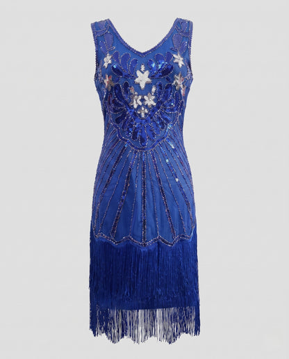 Women Sparkling Fringe Dress with Elegant Sequin Decoration EVA-US
