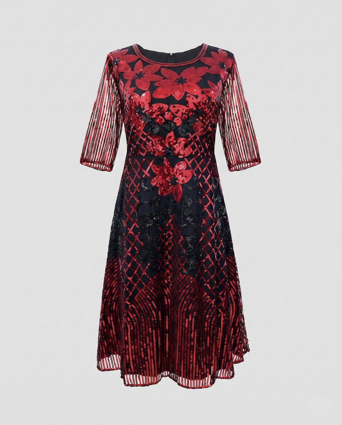 Women's Glittering Floral Dress with Elegant Transparency EVA-US