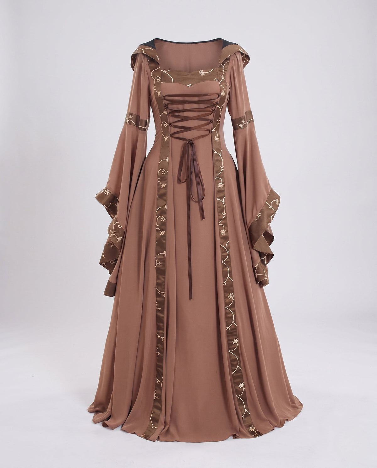 Women's historical costume dress with elegant lacing design and voluminous sleeves EVA-US