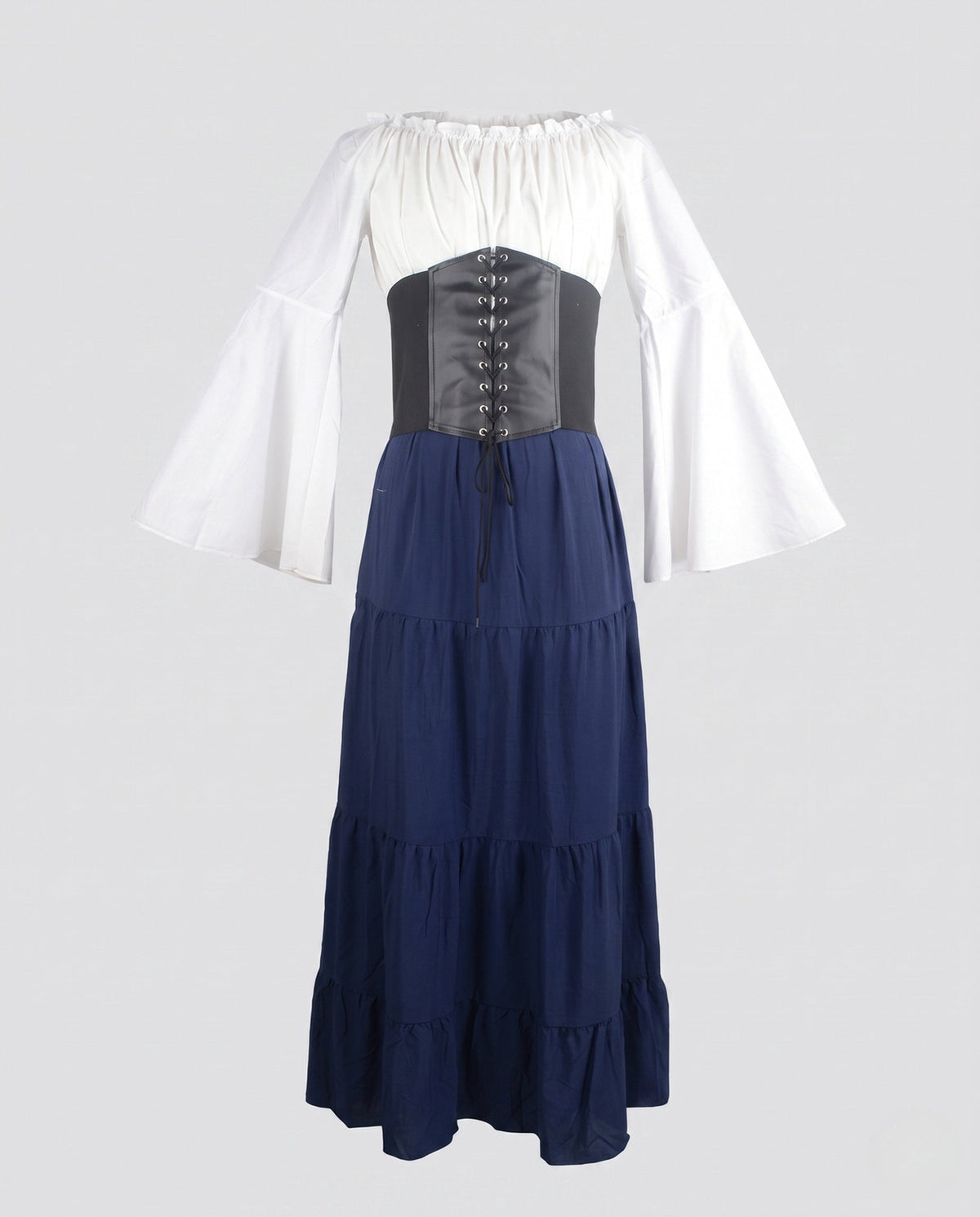 Women's maxi dress with romantic off-the-shoulder neckline and fitted bodice EVA-US