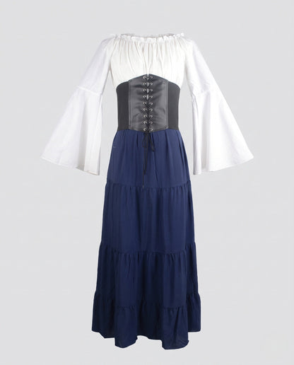 Women's maxi dress with romantic off-the-shoulder neckline and fitted bodice EVA-US