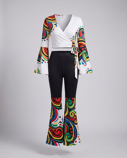 Women's modern Boho set with wrap top and wide pants EVA-US