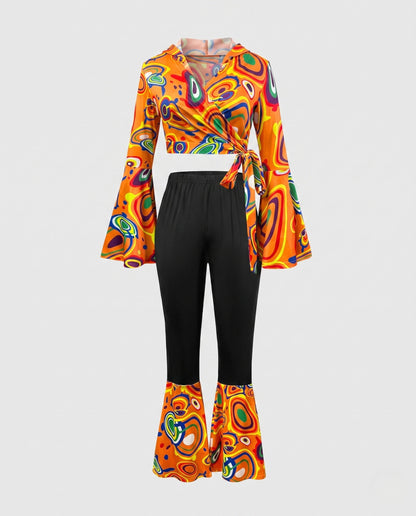 Women's stylish 2-piece set with long sleeves and flared pants EVA-US