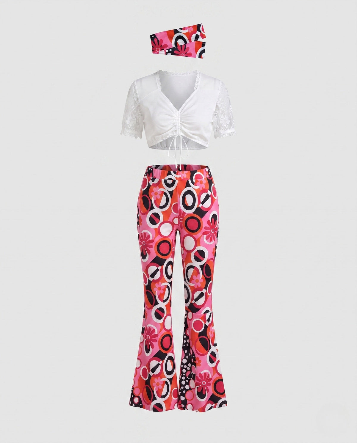 Women’s Fashionable Cropped Top and Flared Pants Set EVA-US