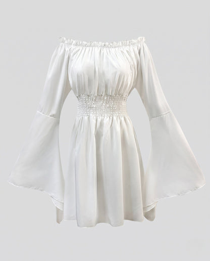 Women Off-Shoulder Dress with Trumpet Sleeves EVA-US