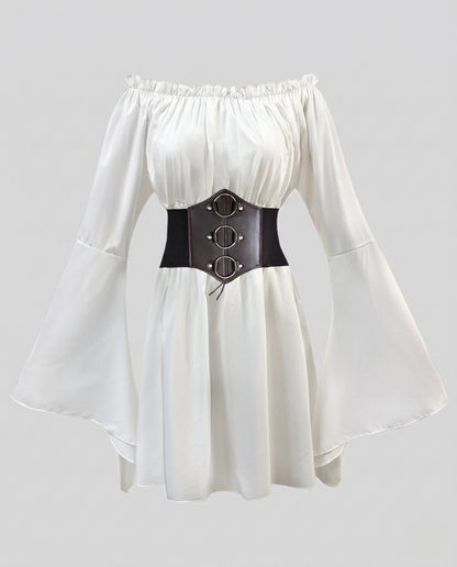 Women's romantic maxi dress with wide sleeves and waist corset EVA-US