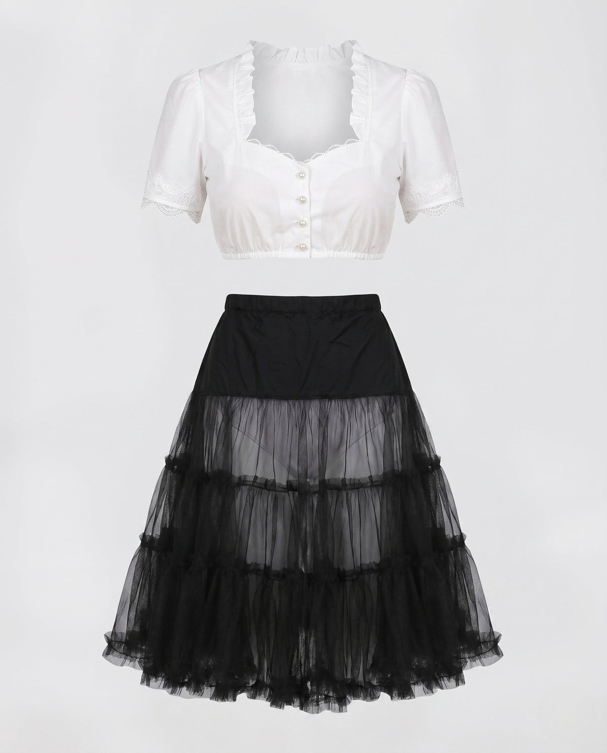 Women's tulle skirt with multi-layered ruffle design EVA-US