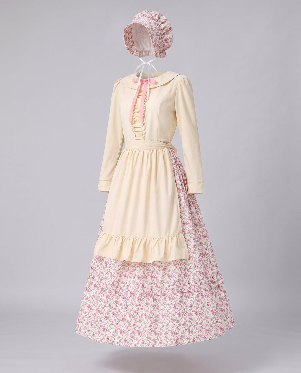 Ladies Historical Peasant Dress with Ruffles and Cotton Apron EVA-US
