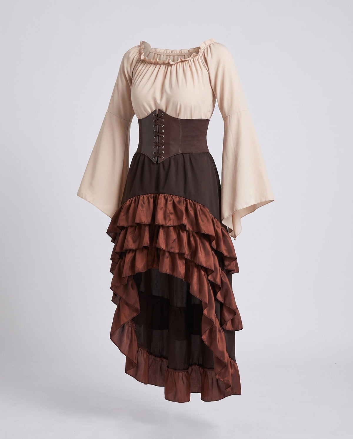 Women Historical Costume with Flounced Skirt and Fitted Bodice EVA-US