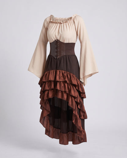 Women Historical Costume with Flounced Skirt and Fitted Bodice EVA-US