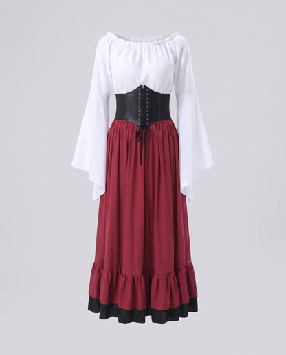 Women Historical Costume with Wide Sleeves and Voluminous Skirt EVA-US