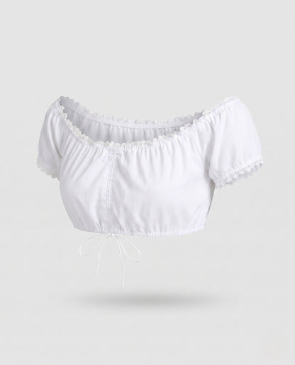 Women Short Top with Ruffle Details and Adjustable Waist EVA-US