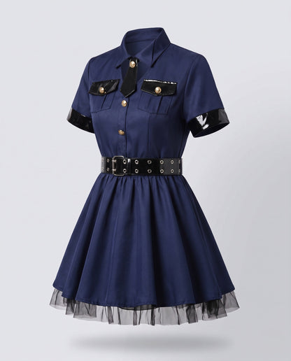 Women's Sexy Police Outfit with Mini Dress and Hat EVA-US