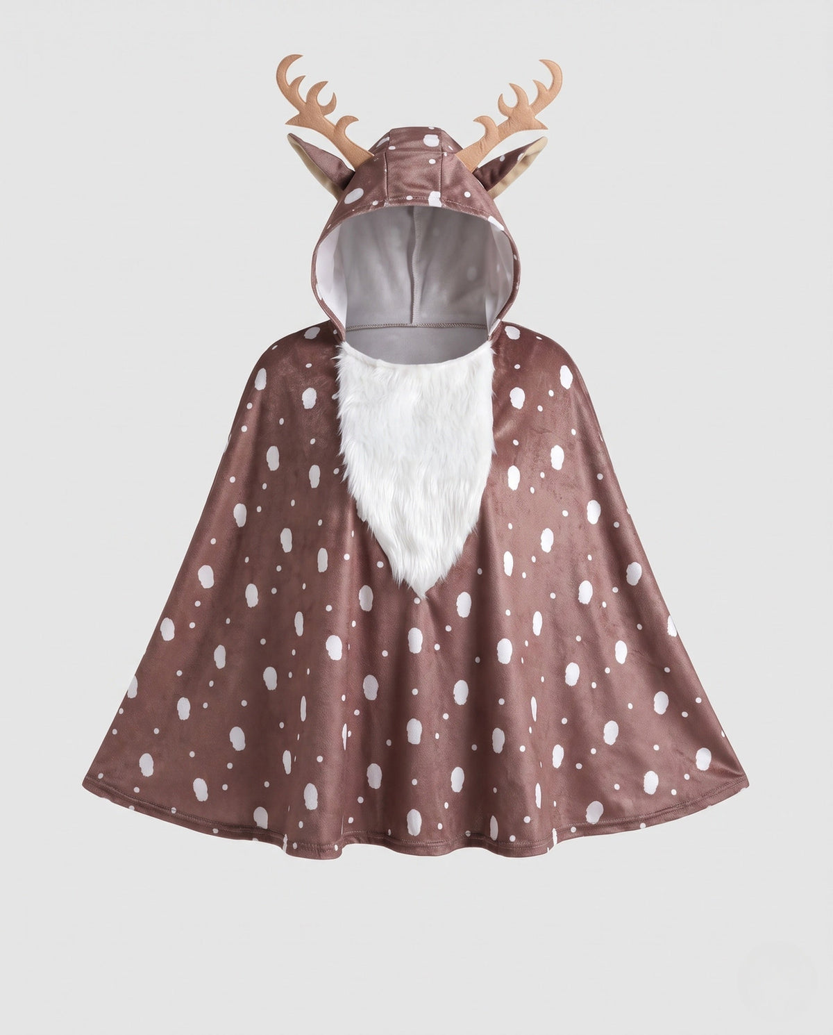 Women's animal costume as reindeer-like poncho with hood and 3D antlers EVA-US