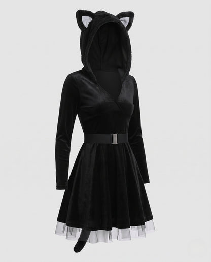 Women's Animal Costume with Hood and Paw Gloves EVA-US