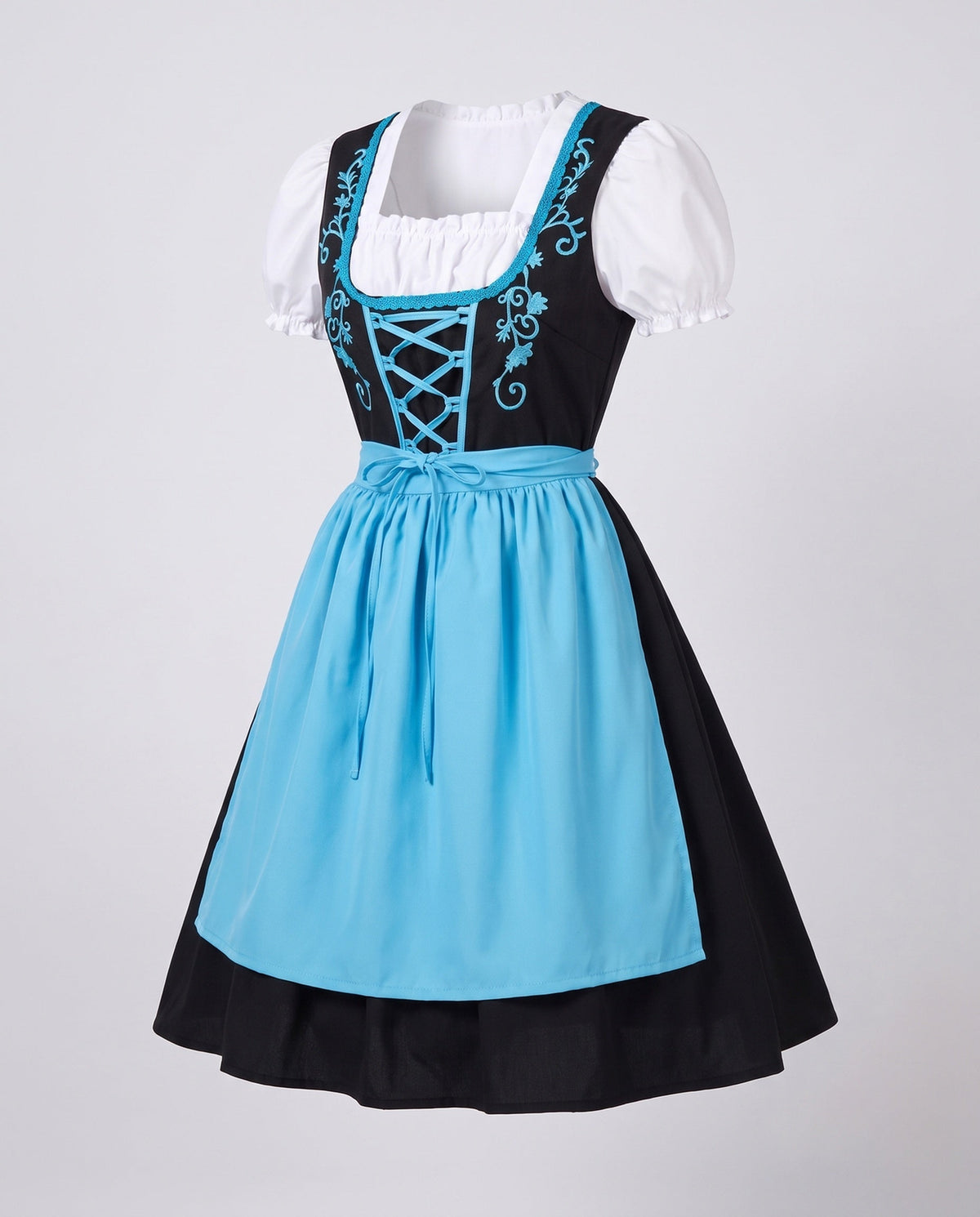 Women's traditional dress with floral design and ruffle details EVA-US