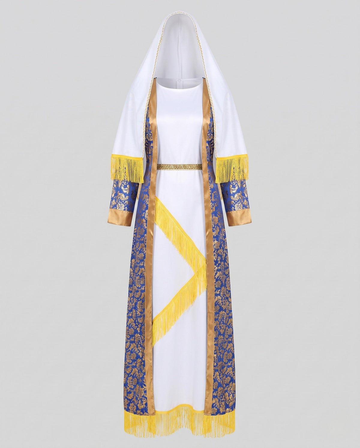 Women's traditional Arabic costume with fringe embossed design and elegant overlay EVA-US