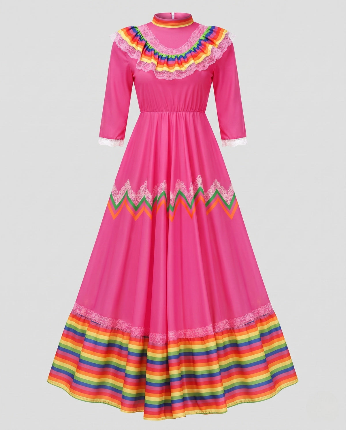 Women Traditional Mexican Dress with Colorful Accents EVA-US