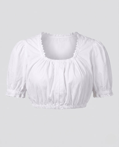 Women's tank top with puff sleeves and romantic ruffles EVA-US