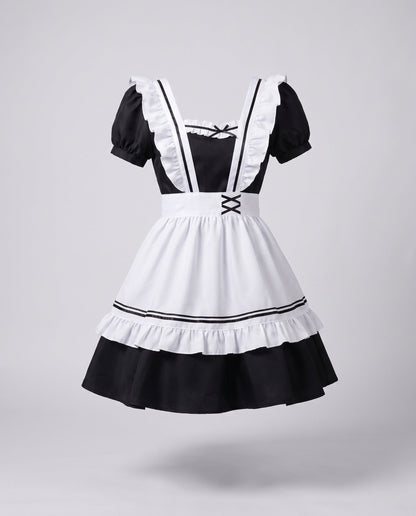 Women Playful Romantic Maid Costume with Ruffles and Accessories EVA-US