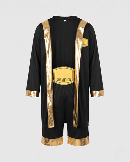 Men's bathrobe with golden accents and belt EVA-US