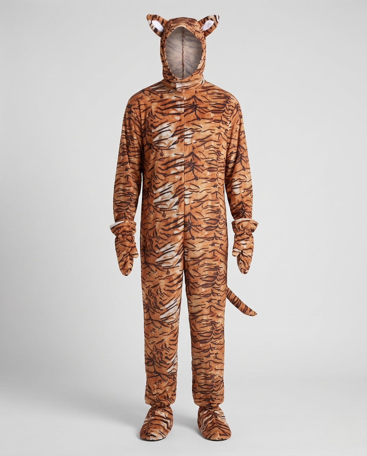 Men's Plush Tiger Costume with Hood and Tail EVA-US