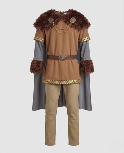 Men's Viking Costume with detailed decorations and high-quality cape EVA-US
