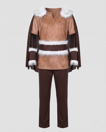 Men's Viking Costume with Hood and Fur Decoration EVA-US
