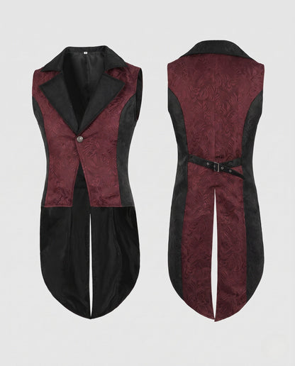 Ladies Designer Vest with Floral Pattern and Asymmetrical Hem EVA-US
