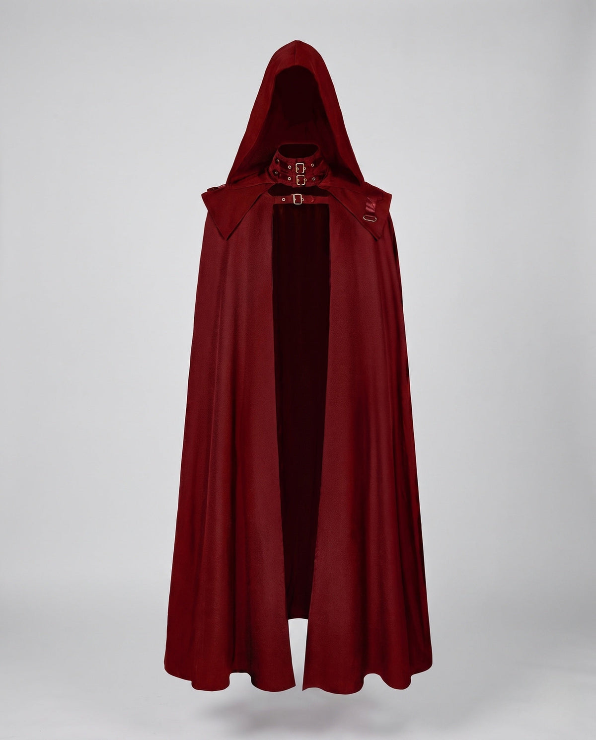 Women Dramatic Hooded Cape with Elaborate Buckles EVA-US