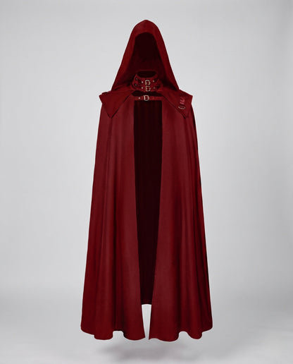 Women Dramatic Hooded Cape with Elaborate Buckles EVA-US