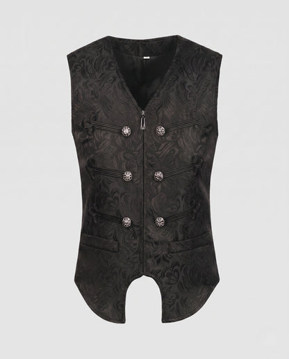 Women's elegant brocade vest with intricate buttons EVA-US