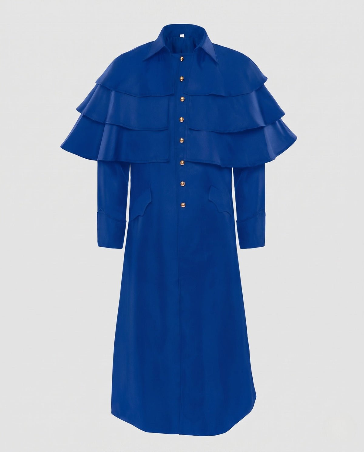 Women Elegant Long Sleeve Wrap Dress with Ruffle and Button Closure EVA-US