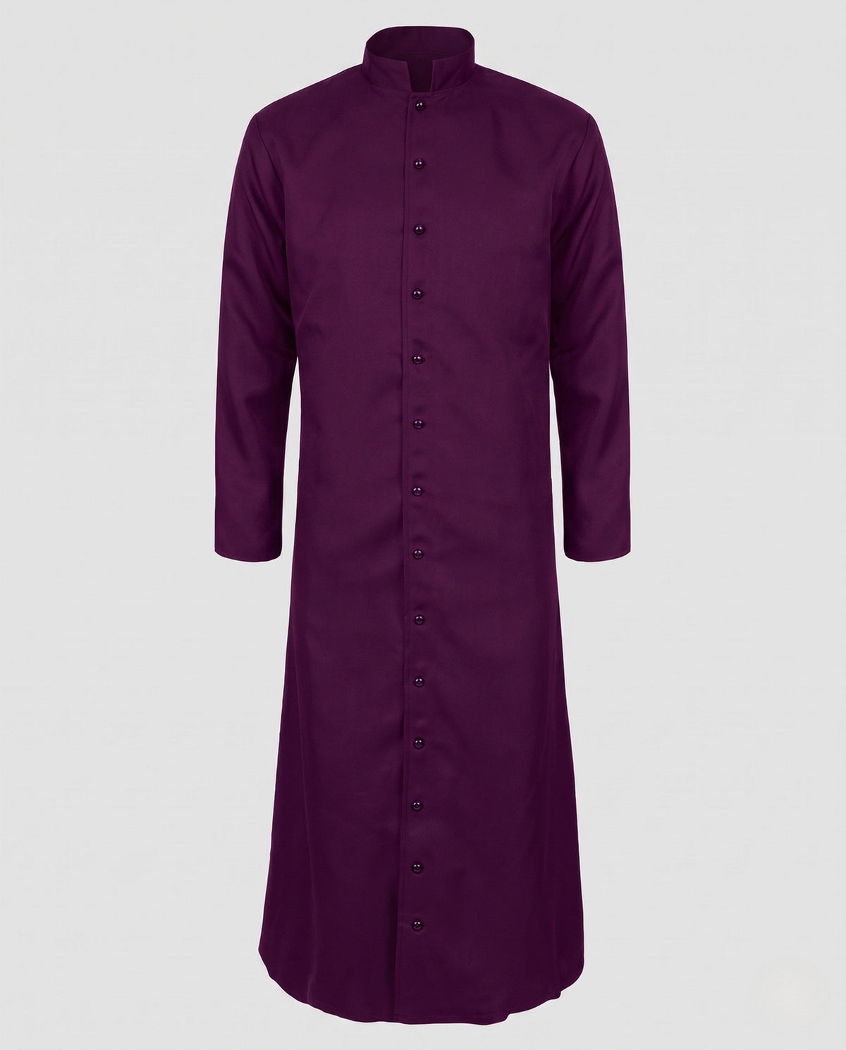 Women Elegant Long Gown with Stand-Up Collar and Button Placket EVA-US