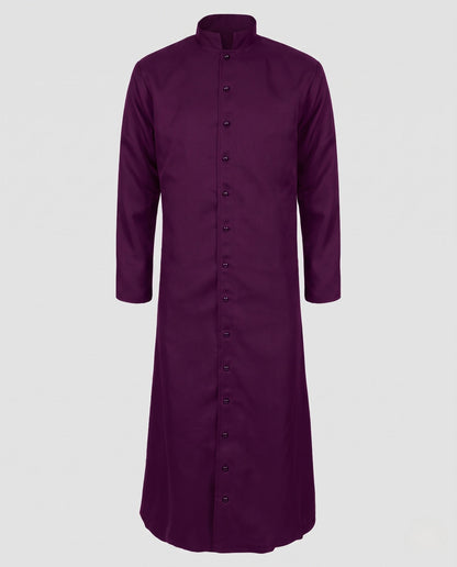 Women Elegant Long Gown with Stand-Up Collar and Button Placket EVA-US