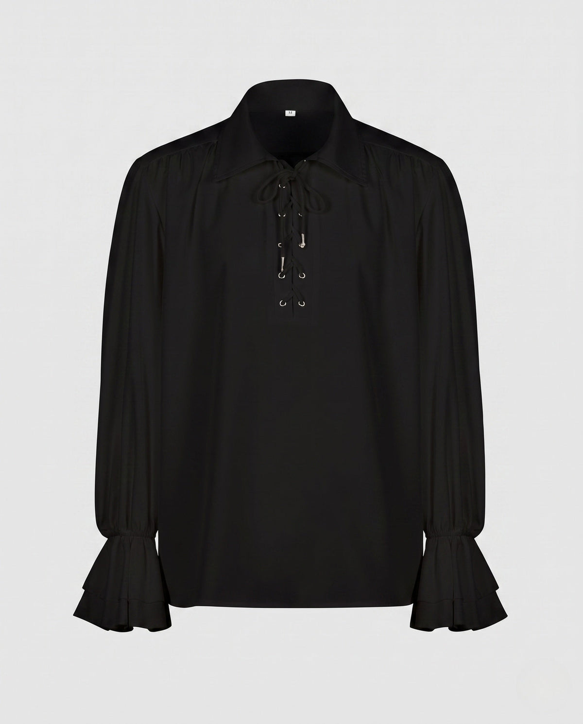 Women Elegant Ruffled Blouse with Lacing and Wide Flared Sleeves EVA-US