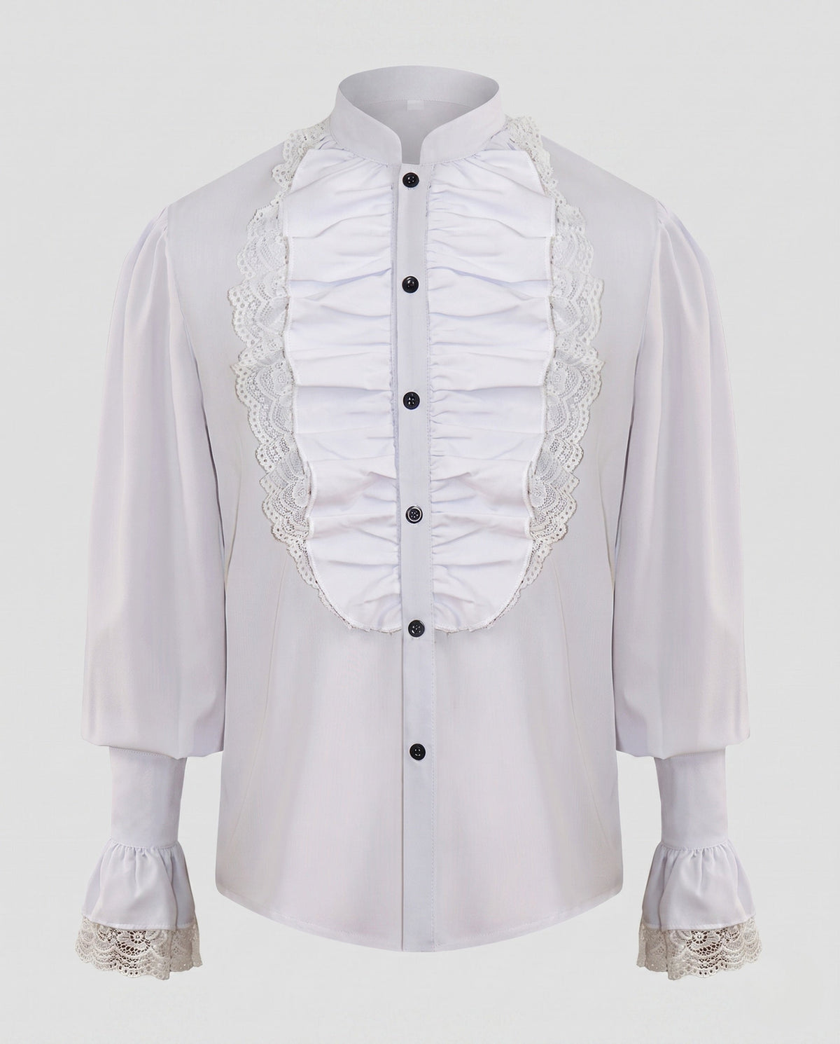Women Elegant Ruffle Shirt with Lace Accents EVA-US