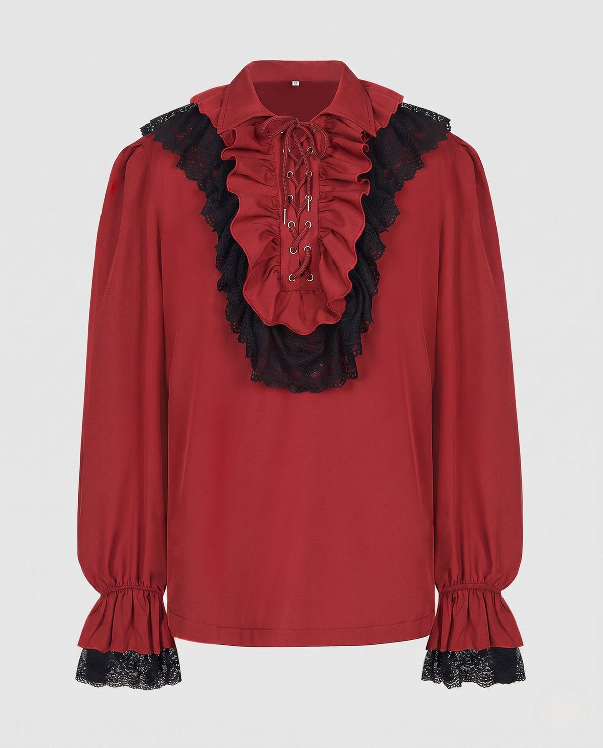 Ladies Elegant Ruffle Shirt with Lace Trim and Lacing EVA-US