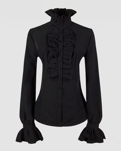 Women elegant lace blouse with ruffle details EVA-US