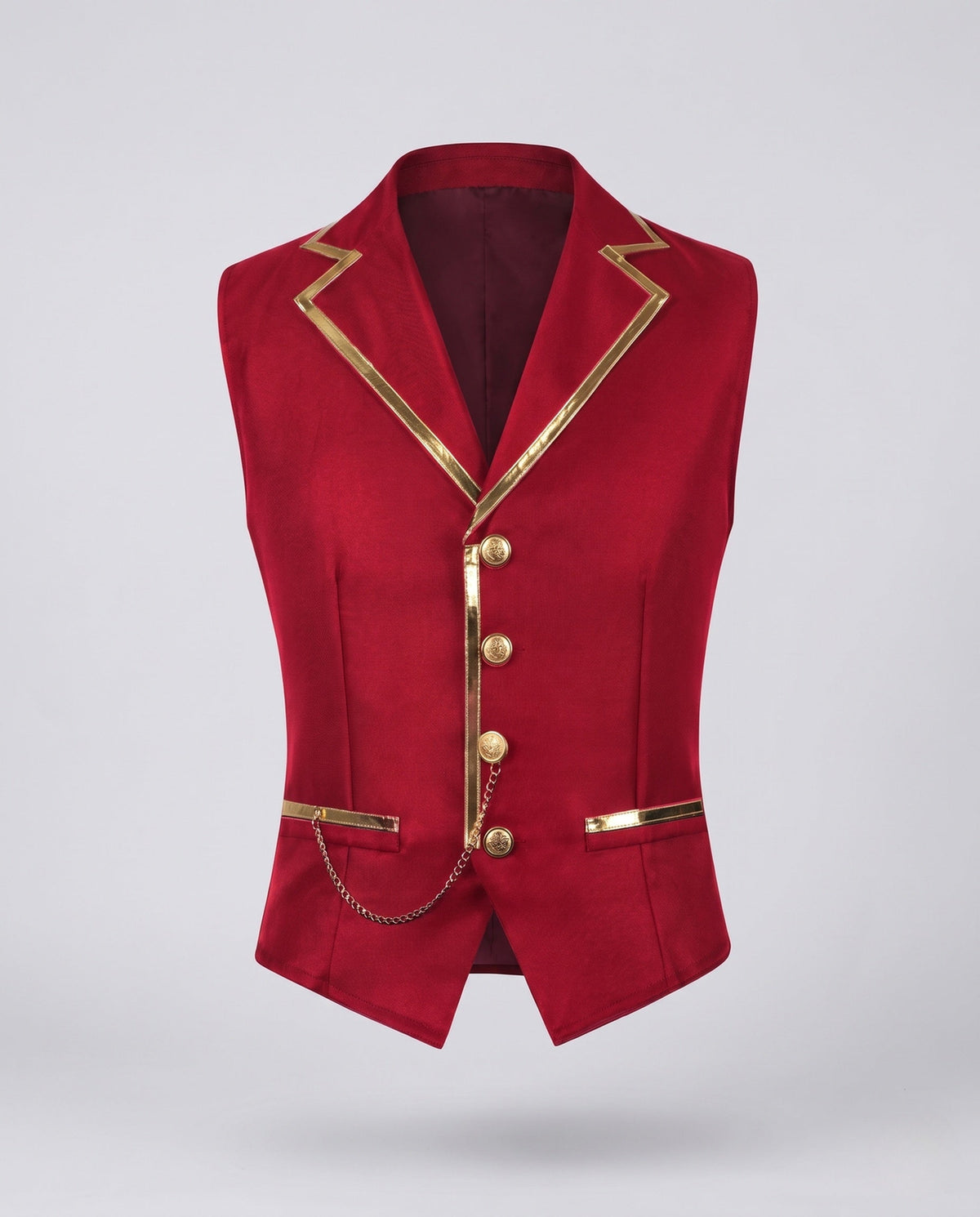 Women's Elegant Vest with Golden Accents and Decorative Chain EVA-US