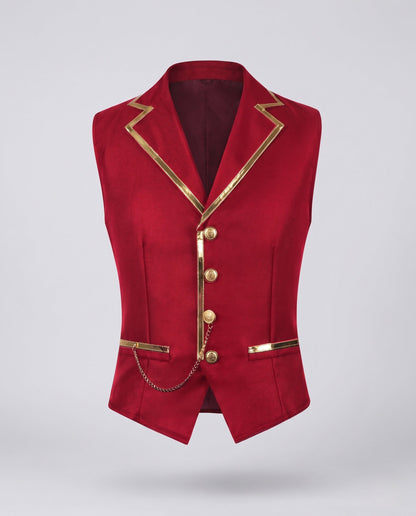 Women's Elegant Vest with Golden Accents and Decorative Chain EVA-US