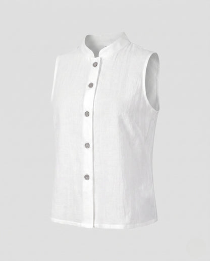 Ladies elegant vest with stand-up collar and decorative buttons EVA-US