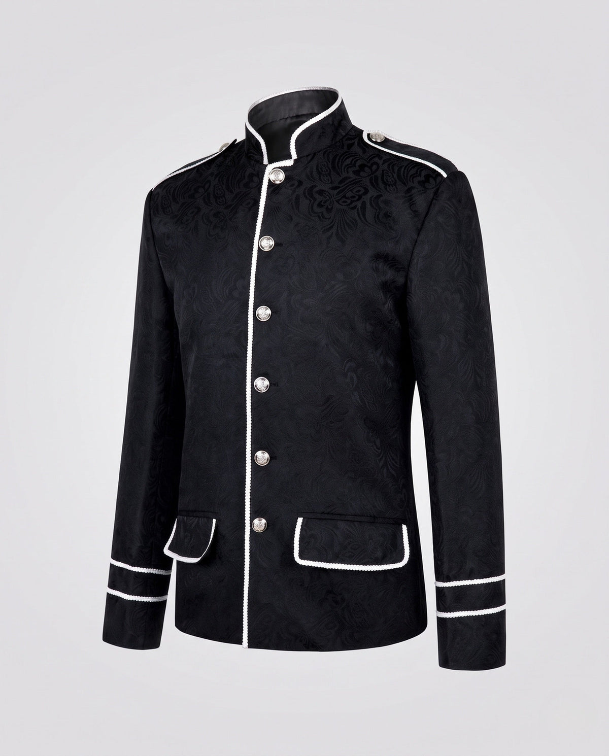 Ladies Elegant Blazer with Floral Patterns and Metallic Accents EVA-US