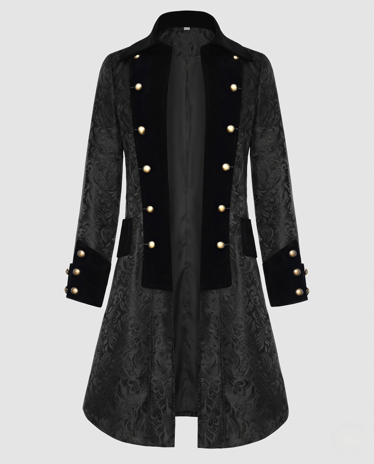 Ladies Elegant Brocade Coat with Golden Accents EVA-US