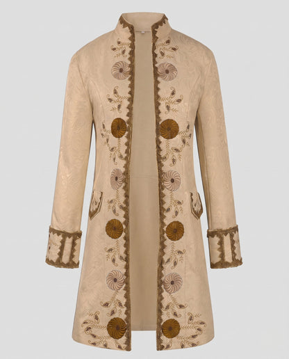 Women Elegant Brocade Cloak with Intricate Decorations EVA-US