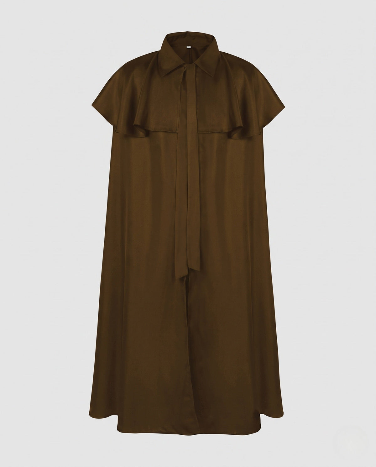 Women Elegant Cape Coat with Tie Belt and Short Cut EVA-US
