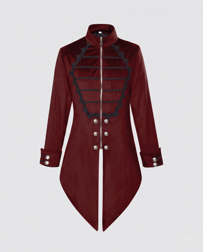 Ladies Elegant Gothic Coat with Decorative Buttons and Stylish Accents EVA-US